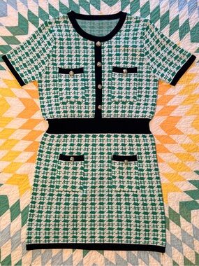 Vintage Retro 60s Houndstooth Dress